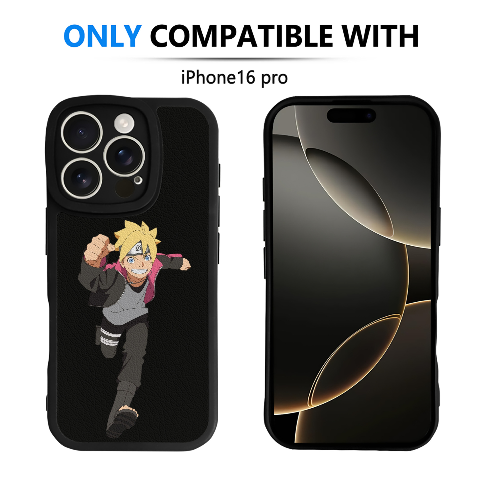 （画像用） NARUTO -ナルト- うずまき ボルト Uzumaki Boruto 【iPhone 16シリーズ対応】シリコンスマホケース（レザー調） 材質：シリコン